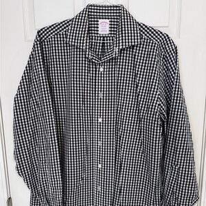 Brooks Brothers Men's Black and White Checkered Shirt